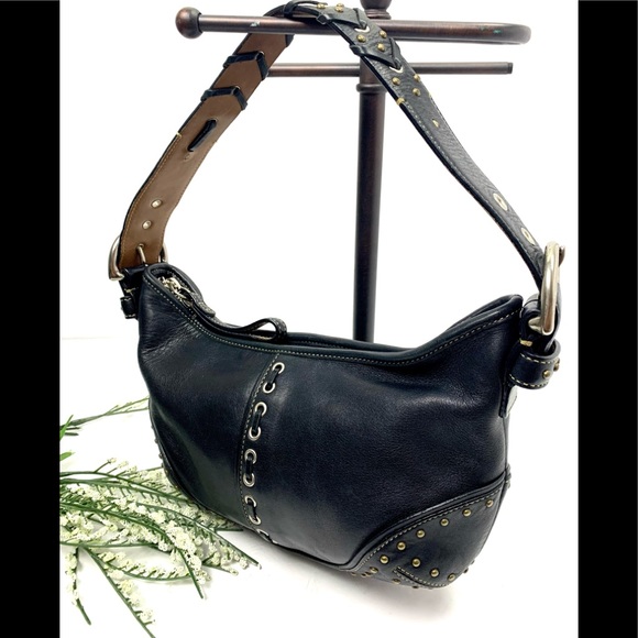 Coach Handbags - Rare Coach Limited Edition Black Leather Studded Small Hobo bag